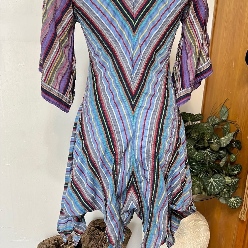 Rising International Striped Asymmetrical Dress in Purple and Blue - Picture 9 of 14